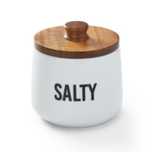 The Cellar Ceramic Salt Cellar with Acacia Wood Lid