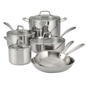 Tramontina TriPly Clad Stainless Steel Glass Lid 10 Pc Cookware Set