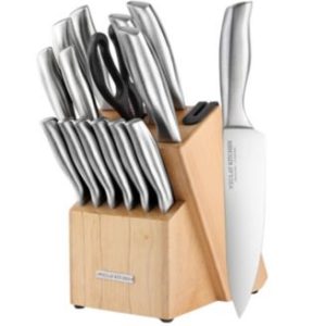 15 Piece Stainless Steel Knife Set with Block and Sharpener